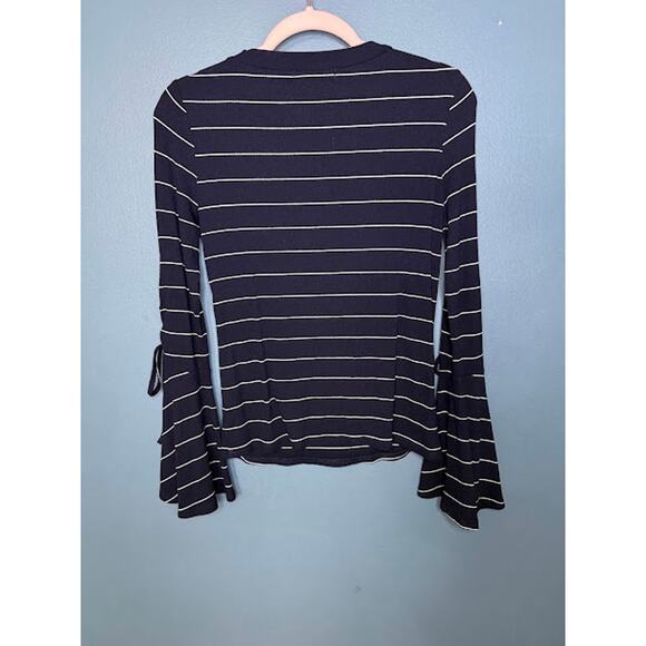 Lunik Long Sleeve Women's Medium Flared Disco Y2K Striped Tie up Nautical - Picture 2 of 8